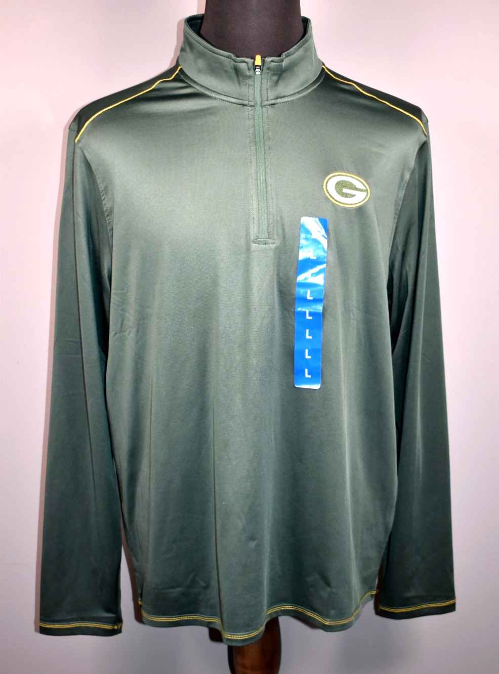 Mens NFL Antigua Apparel Green Bay Packers Green 1/4 Zip Large Pullover NEW